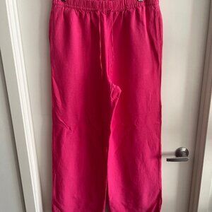 Women's H&M Linen Blend Pants - Hot Pink - Size L